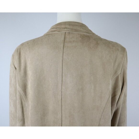 WOMEN'S BEIGE FAUX SUEDE OPEN FRONT JACKET - CHRISTOPHER & BANKS - SIZE L - Picture 10 of 12